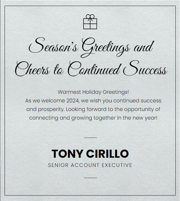 Tony Cirillo Holiday Greeting Card | GDS Link