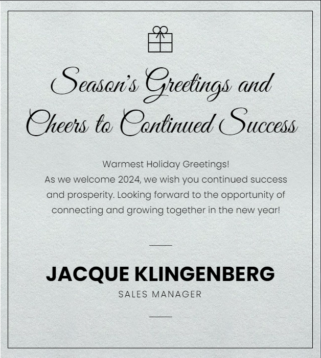 Jacque Klingenberg Holiday Greeting Card | GDS Link