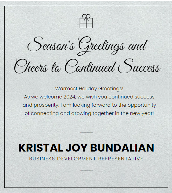 Kristal Joy Bundalian Holiday Greeting Card | GDS Link